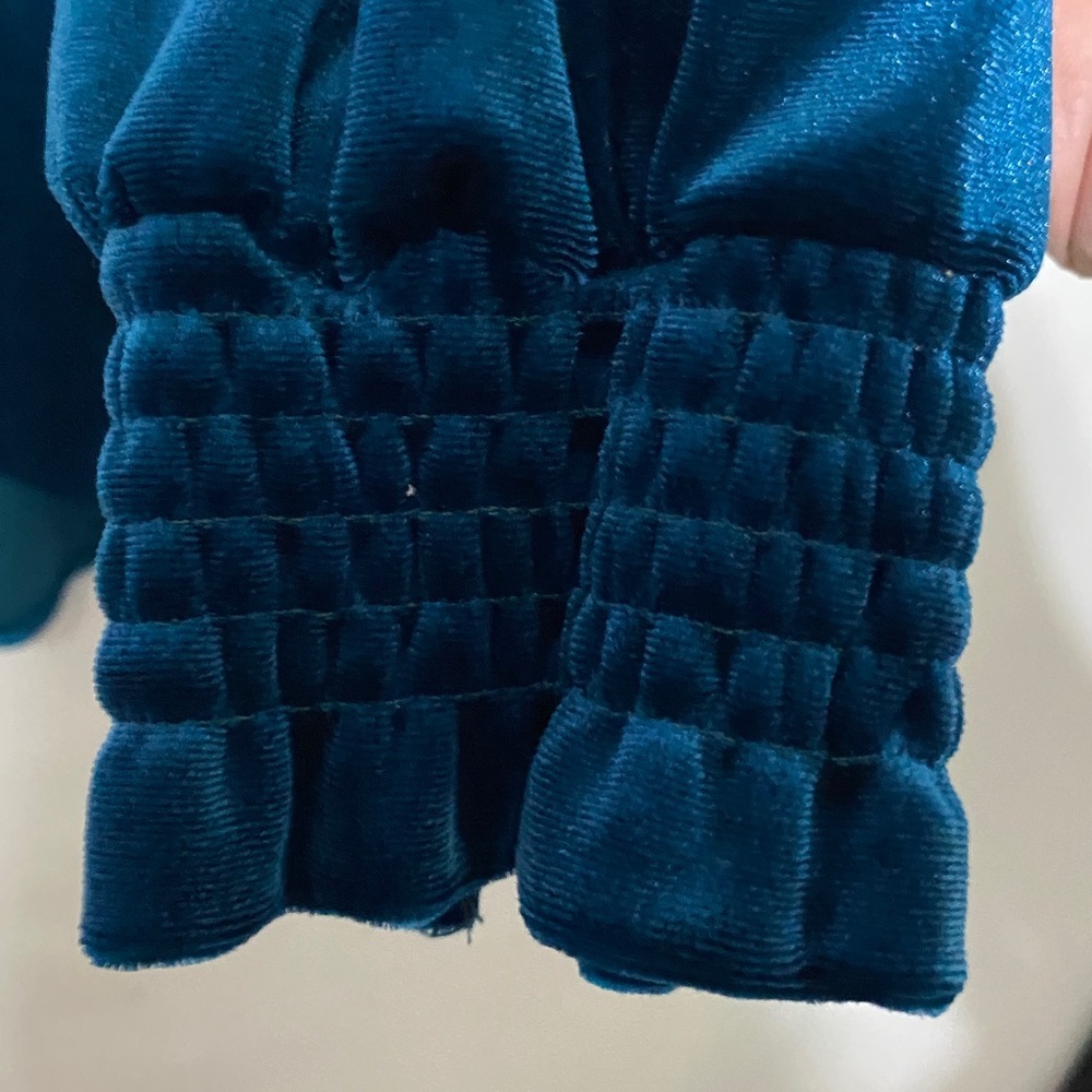NWT INTRO STRETCH WO SIZE 2X   DEEP TEAL VELVET TOP FLOWY‎ BUTTON FRONT - Picture 7 of 11